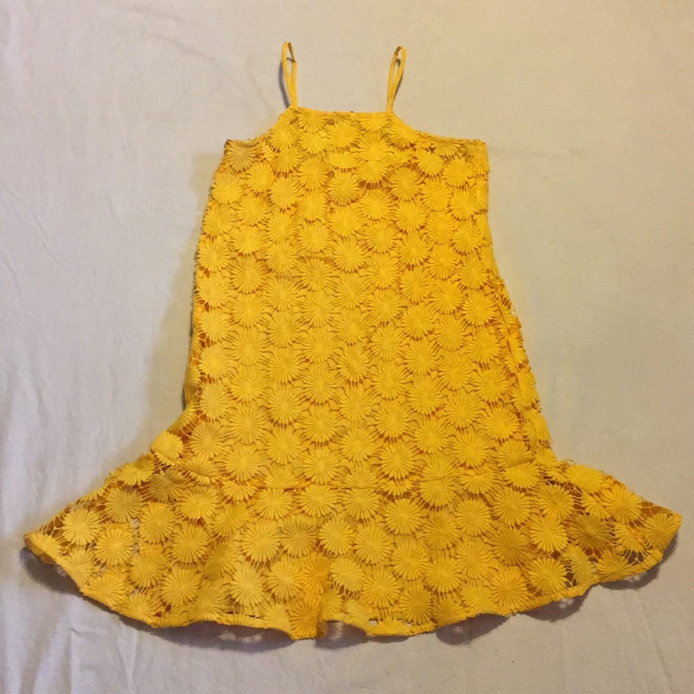 Trina Turk yellow flower dress with spaghetti straps size extra small